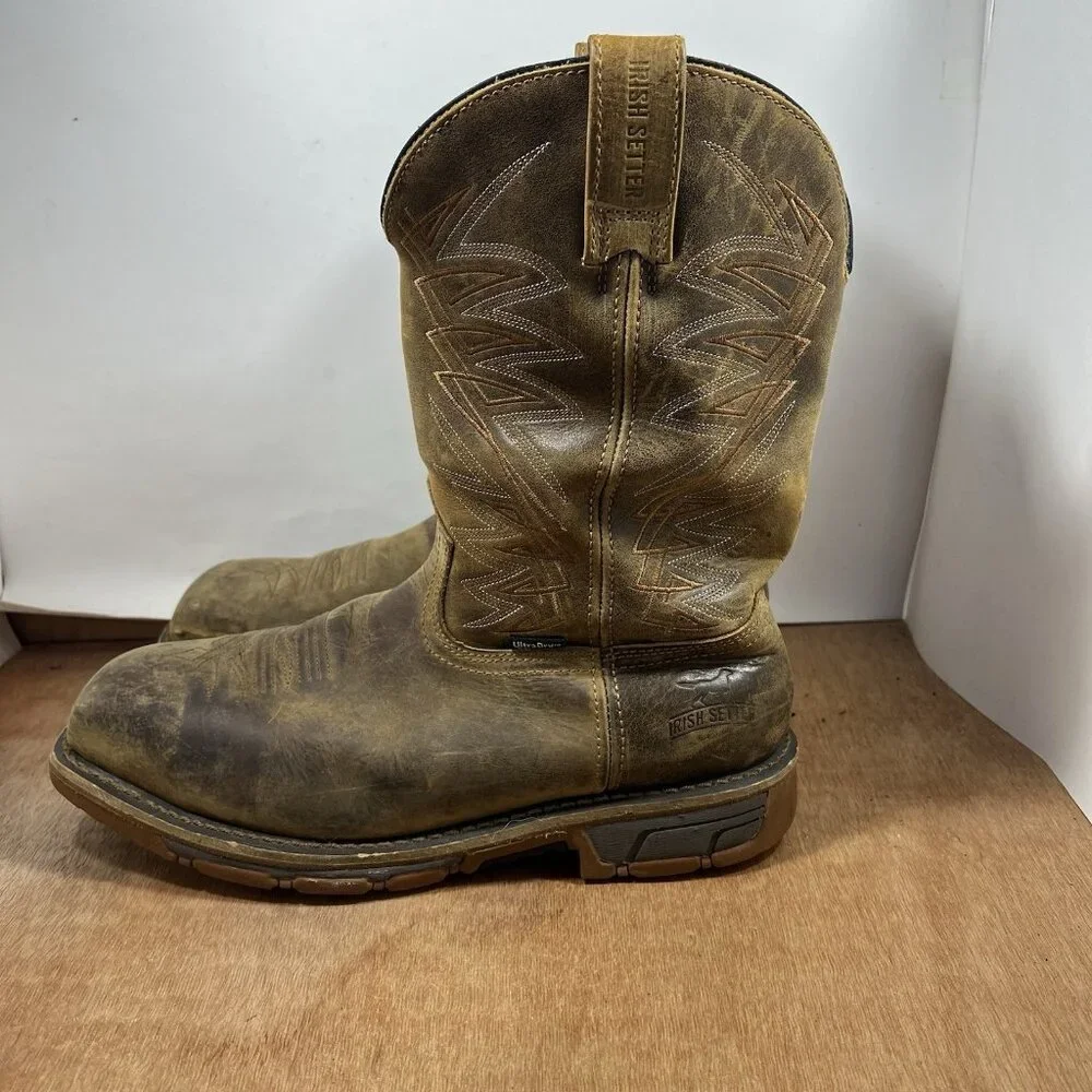 Irish Setter Marshall 83912 Men Size 10 EE Wide Square Steel Toe Boot Waterproof